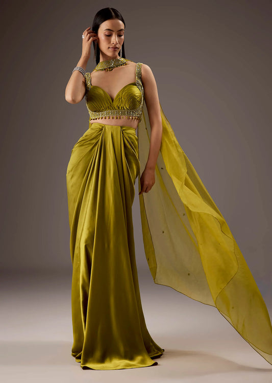 Suit With Mirror And Zari Embroidery Purple Satin