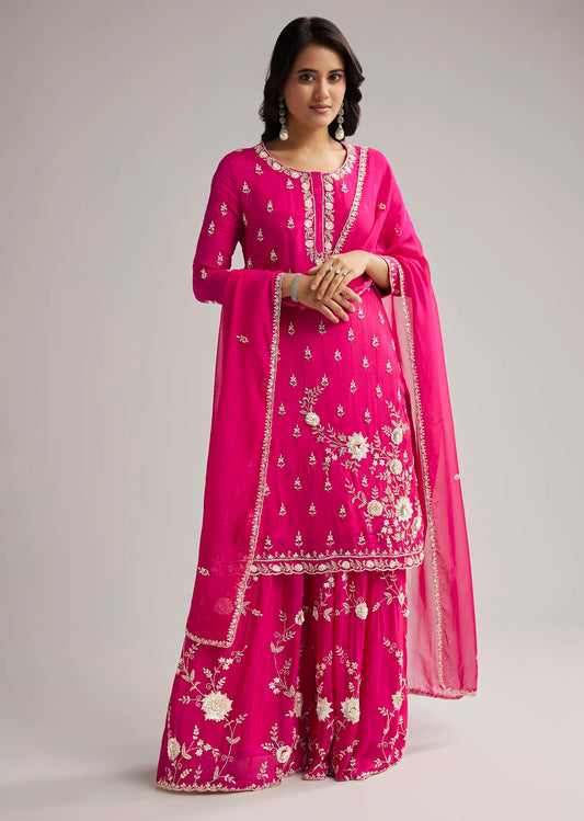 Tissue Kurta Set With Cutdana And Sequins Embroidery